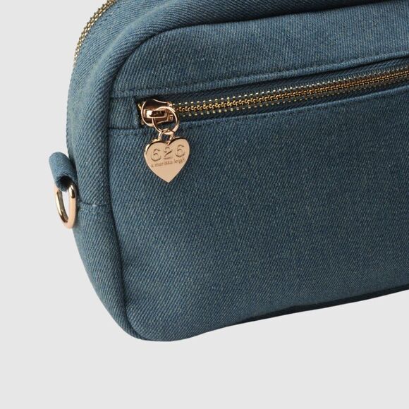 Blue Denim Crossbody Chest Fanny Pack HandBag with Gold Hardware Waist … - Picture 2 of 9